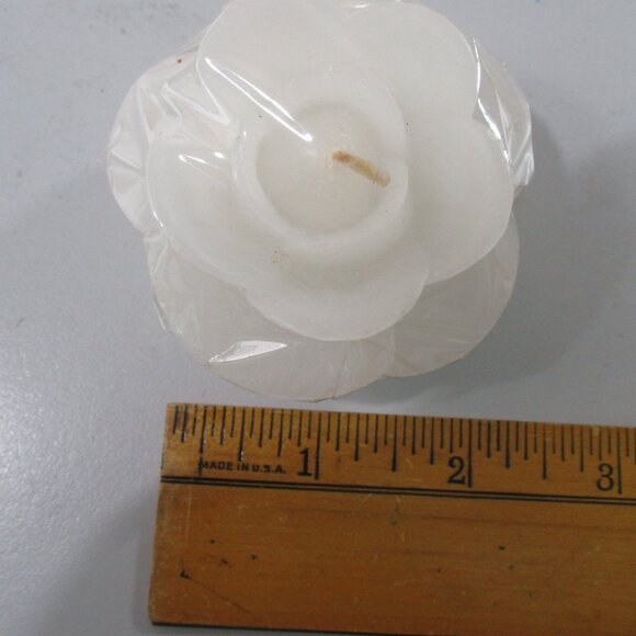 Lot of 7 White Wax Candle-Lite Rose Flowers Shaped Floating Candles - Picture 2 of 5